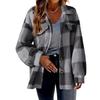 Damen WendeKragen Langarm Jacke Lockerer Sitz Kariert Fleece Shacket Knopfleiste Flanell Mantel