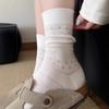 White Socks, Mid-Leg Socks, Cotton Socks, Thin Mesh Girls, Ballet Style White Stockings