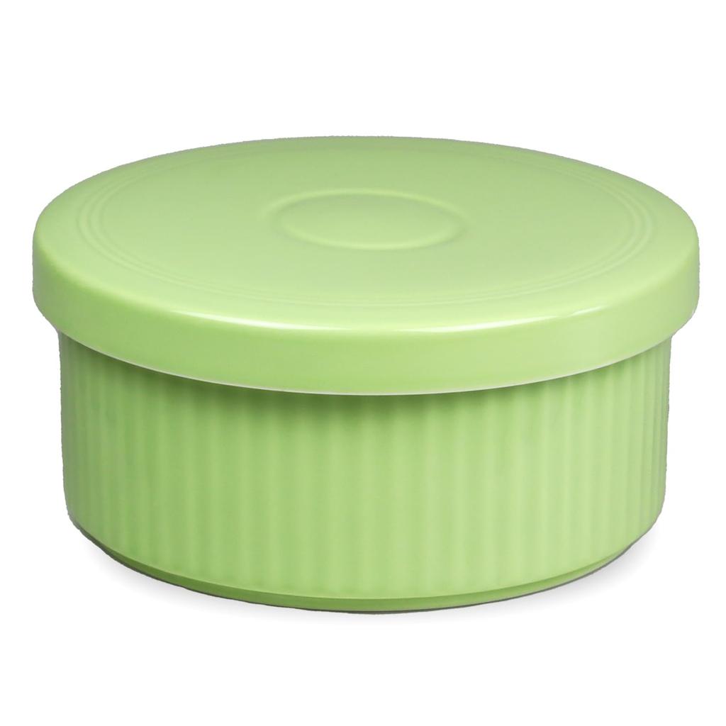 Yuuki Roman Ceramic Rice Container 3 Cups Microwave Safe In Hasami Stylish Energy Saving Green [Made Japan, Ware]
