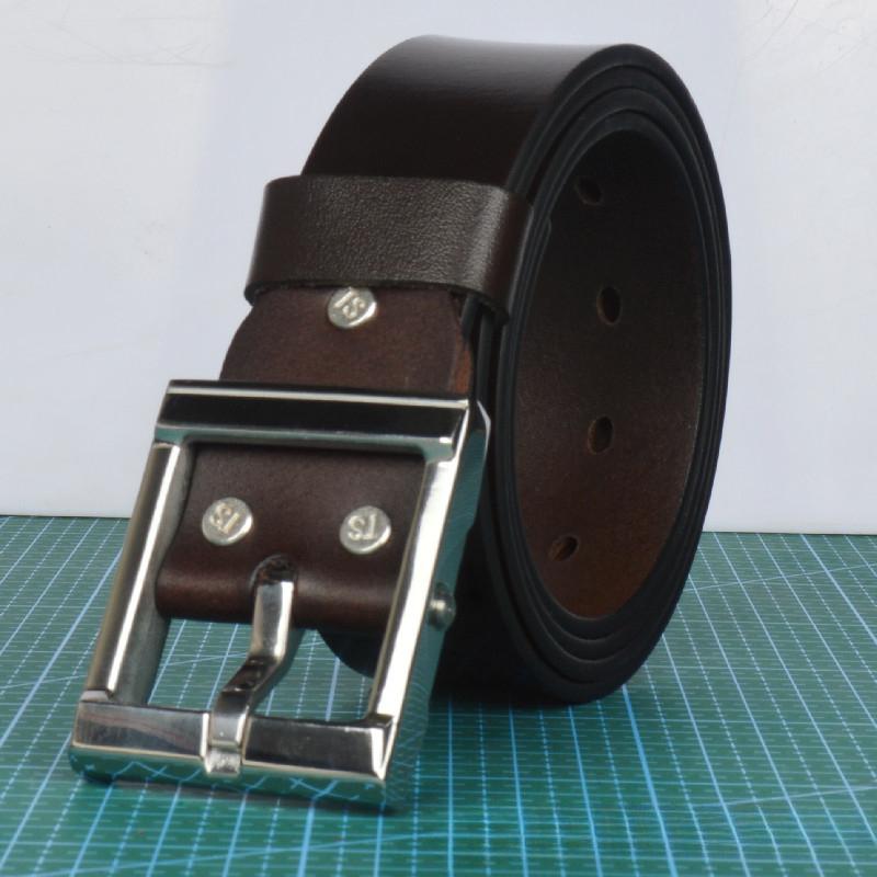 

Мужской ремень из натуральной кожи, первый слой из коровьей кожи, ремень с пряжкой из нержавеющей стали, повседневный деловой универсальный ремень 130cm темно-коричневого