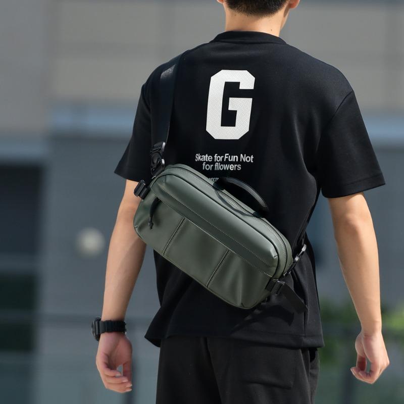 Crossbody Bag Men's New Casual Fashion Breast Bag Oxford Leather Film Portable Shoulder Bag