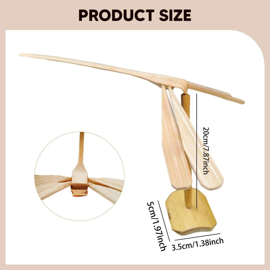 Bamboo Dragonfly Toy DIY Flying Helicopter Hand Rub Propeller Educational Outdoor Desk Ornament