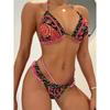5 Farben Sexy Bedruckter Neckholder Rüschen Bikini Damen Bademode Weiblicher Badeanzug Zweiteiliges Bikini-Set Badegast Badeanzug Schwimmen