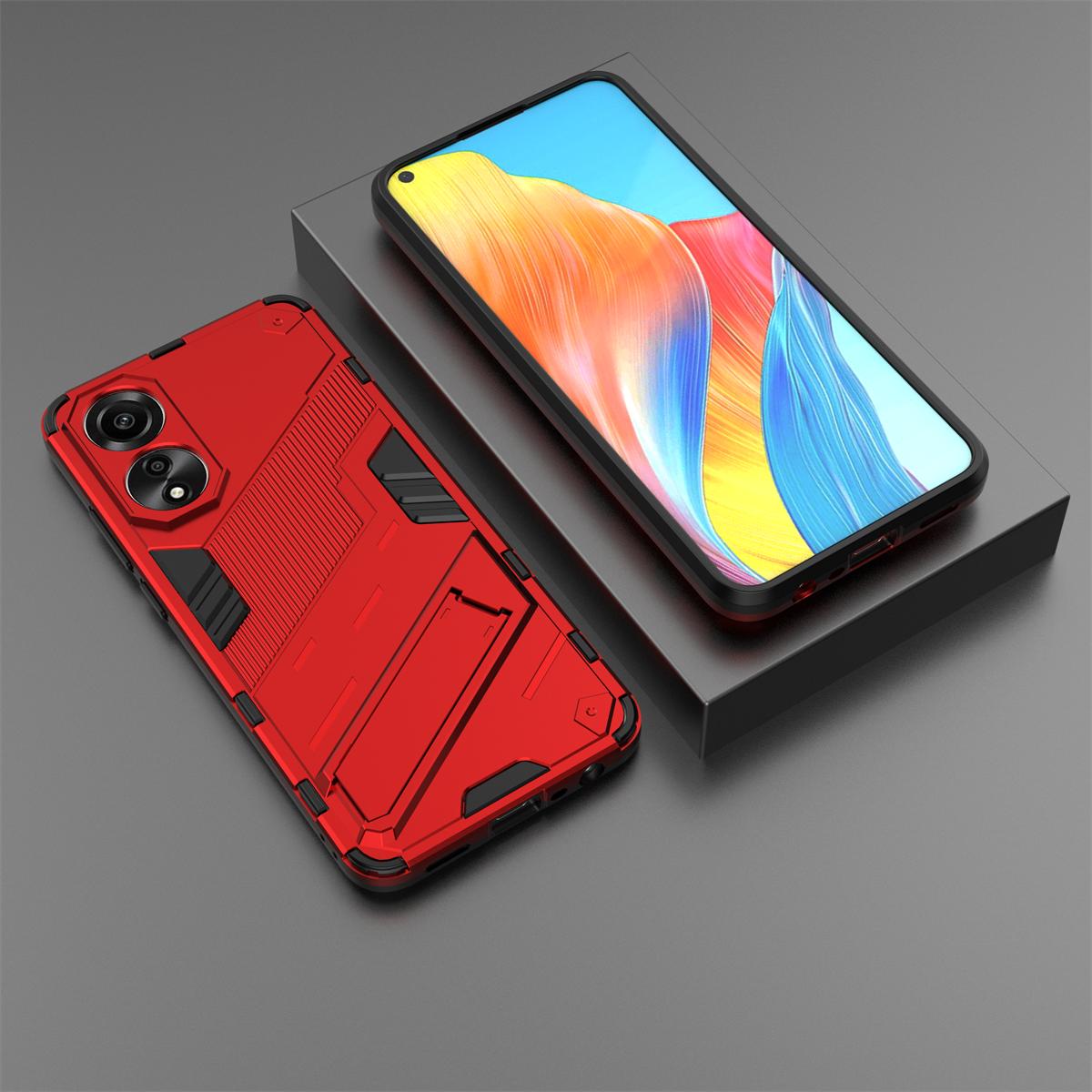 

Для OPPO A38 A 38 чехол противоударный жесткий бронированный чехол-подставка для телефона задняя крышка For OPPO A38 красный