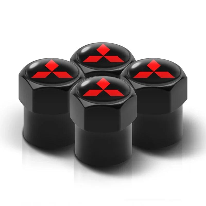 4PC Metal Car Badges Wheel Tire Valve Caps Covers Auto Accessories For Mitsubishi Ralliart Lancer EX Outlander 3 Pajero 4 ASX