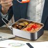 Lunch Box Stainless Steel Double Layers Stainless Steel Lunchbox With 3 Compartments Large Capacity Condiment Container Food