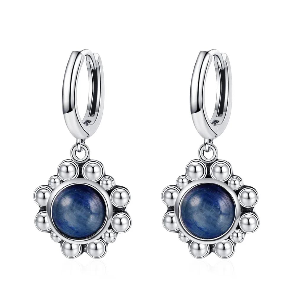Neue Elegante Natürliche Kyanit Silber Tropfenohrringe für Damen Vintage Hochzeit Verlobung Creolen Ohrringe Geschenke