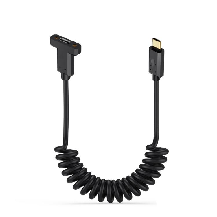 

USB5 Type C пружинный кабель с винтовым креплением, 80 Гбит/с передача данных, 240 Вт PD3.1, зарядный кабель, совместимость с дисплеем 16K