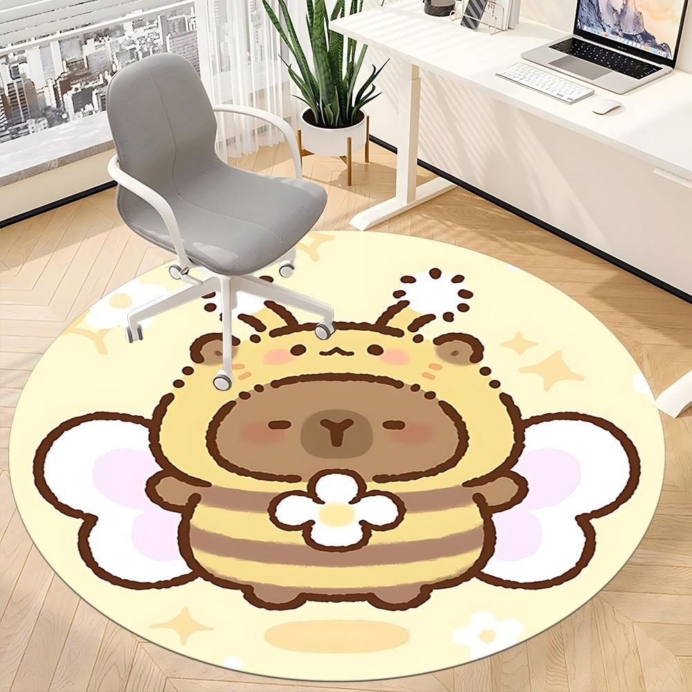 

1pc Bee Capybara Chair Carpet for Office, Soft Comfortable Mat For Office, Living Room, Bedroom, Machine Washable Carpet yy251112221 80cm by 80cm
