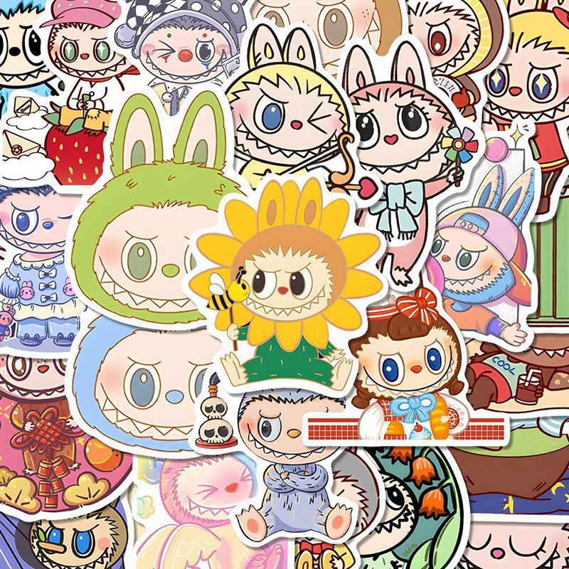 80Pcs Cartoon Anime Bubble Mart Labubu Waterproof Stickers For Water Bottle Laptop Skateboard Scrapbook Decorative Accessories