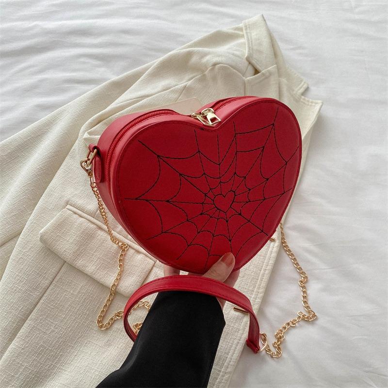 Premium Sense Cute Peach Heart Box Bag Women's Summer New Fashion Shoulder Bag Messenger Bag