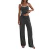 Women Sleeveless Tank Top and Wide Leg Pants Set Casual Lounge Pajama Set with Adjustable Waistband and Relaxed Fit for Home and Sleepwear