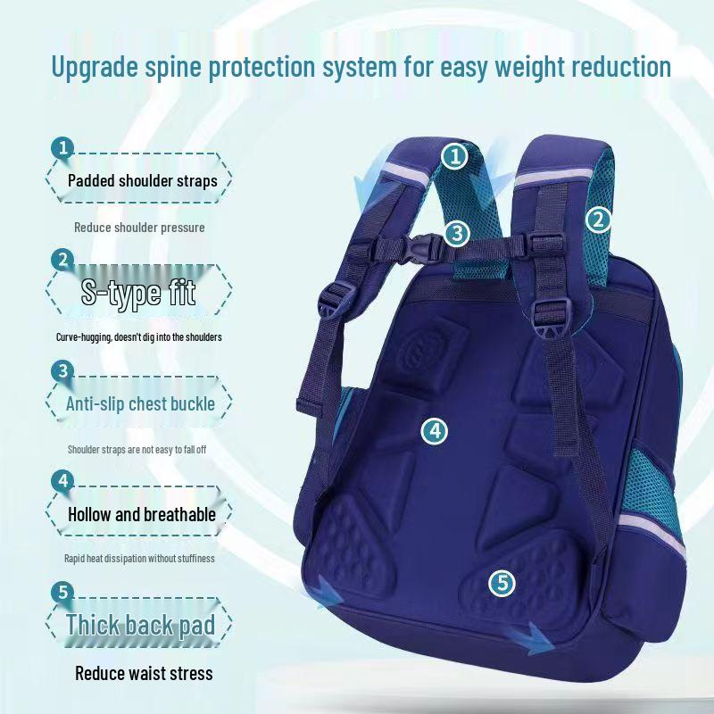Astronaut Children's Ultralight Spine Protection School Backpack for Boys, Grades 1-6