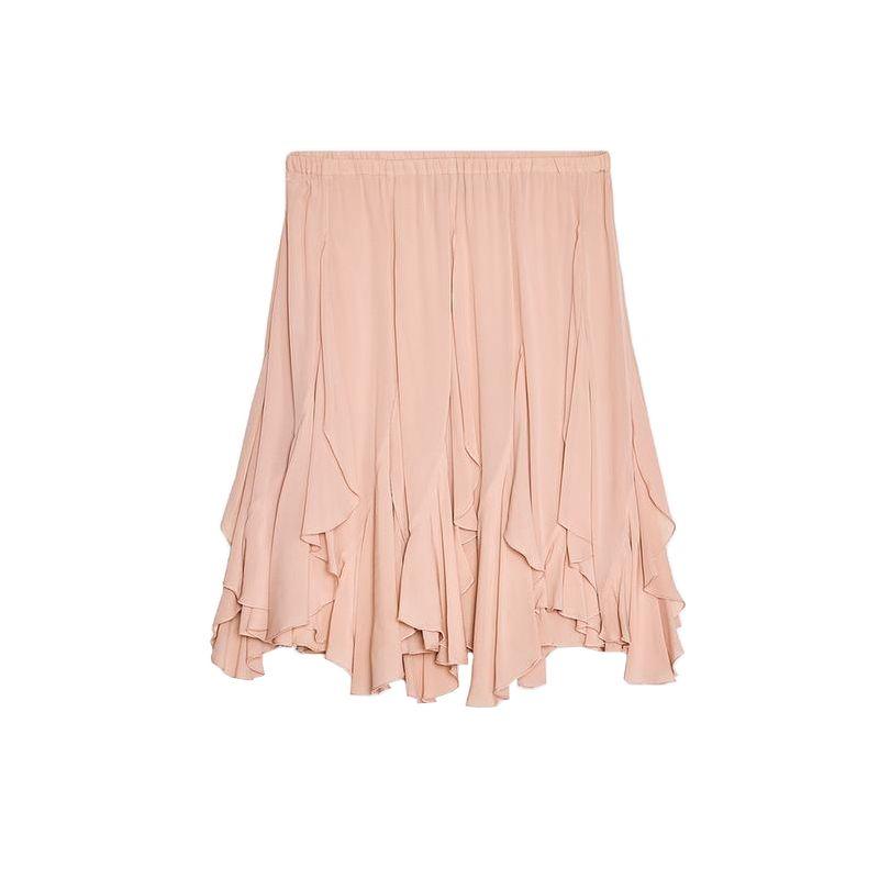 

Spring and Summer New Women s Clothing Vacation Style Asymmetric Hem Laminated Decoration High Waist Short Skirt 2998328 PALE PEKH L