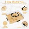 5/6 Grids Wooden Charcuterie Board with Clear Lid Portable Cheese Board Box with handle Snack Fruit Tray Outdoor Ccamping pinnic