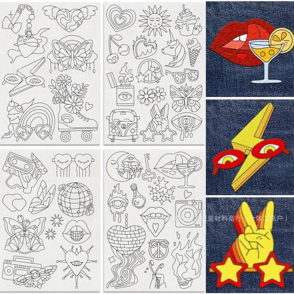 A4 Koi Fish Airplane Ball Suit Pattern Embroidery Stabilizer - Self-Adhesive Water-Soluble Nonwoven Fabric for Easy Stitching