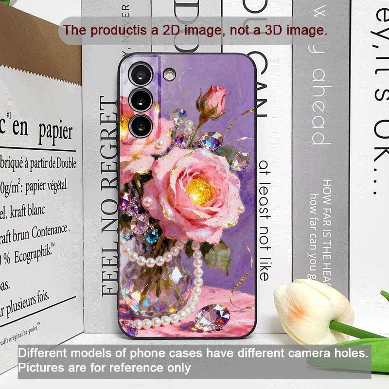 Luxurious Pink Rose Diamond Jewelry Printed Phone Case for Huawei Nova 13 12 11Pro 10 SE Mate 40 Pro Plus P60 P40 Frosted Cover