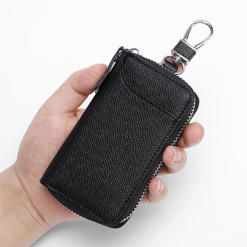 Car Key Bag Door Entry Card Key Leather Case Zipper Car Door Key Protective Case