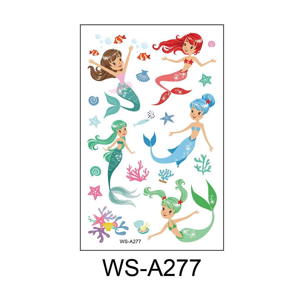 Children's Cartoon Mermaid Tattoo Sticker Pink Princess Waterproof Cute Fun Disposable Bonus Sticker