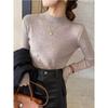 2025 Women's Solid Color Knitwear: Half-High Neck Long Sleeve Dopamine Sweater Coat