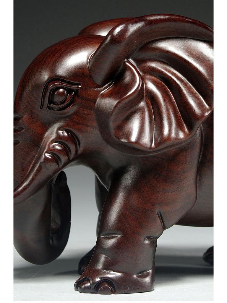 Large Ebony Wood Elephant Carving Set - Home Decor & Housewarming Gift