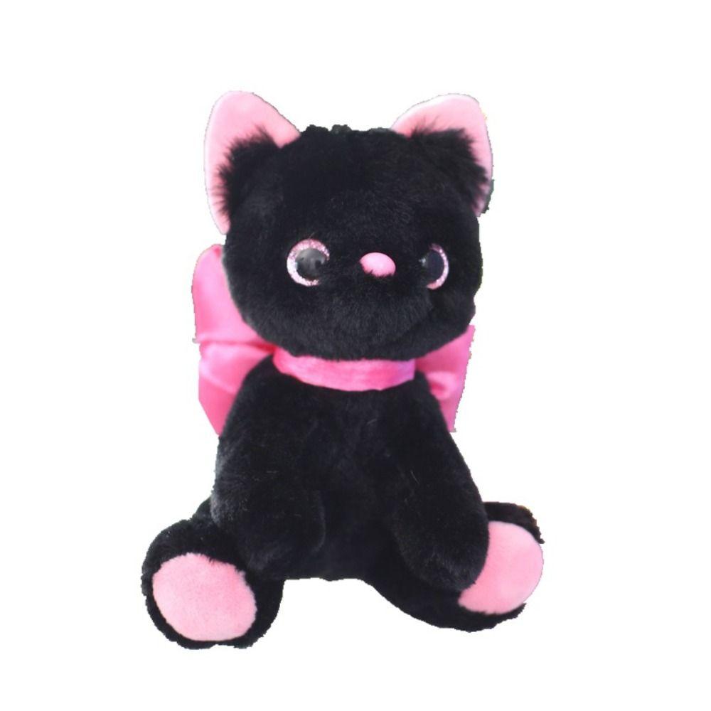PP Cotton Bow Cat Plush Keychain Soft Stuffed Doll Keychain Kitty Keyring Doll Backpack Decor