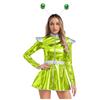Dámské Role Play Mimozemské Šaty S-XXL: Halloweenský kostým astronauta, Metalický áčkový střih s čelenkou a snadným předním zipem