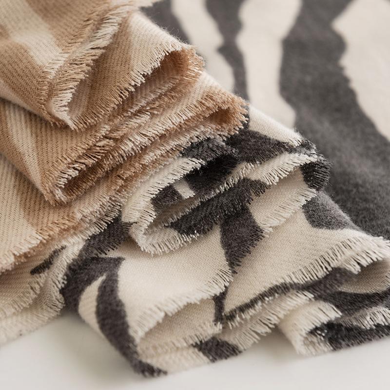 2024 Autumn And Winter Thick Zebra Pattern European And American Fashion Versatile Imitation Cashmere Cold Proof And Warm Striped Shawl Scarf