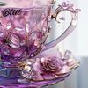 Adorno de Taza de Té Rosa Morado Colgante de Taza de Café con Metal de 60 cm