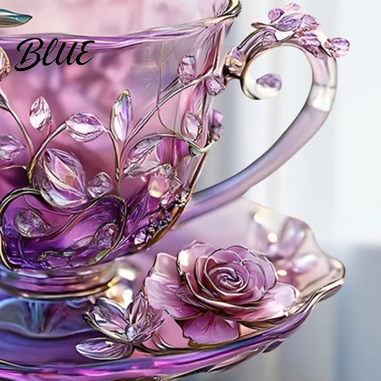Adorno de Taza de Té Rosa Morado Colgante de Taza de Café con Metal de 60 cm
