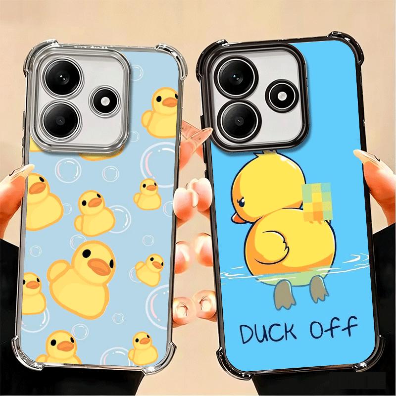 Funny Cute Cartoon Duck Plating Phone Case For Xiaomi Poco X5 X6 X7 X8 Pro Max F8 Ultra F7 M8 M7 M5S Redmi 15C 15 14C 13C 13 X3
