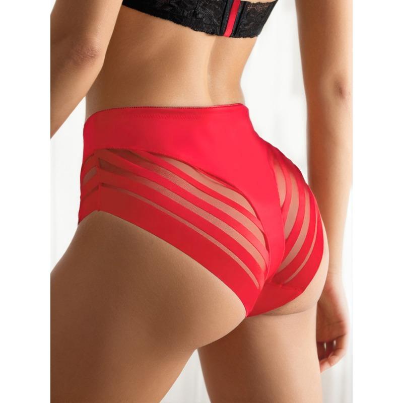 Women Seamless Breathable Mesh Triangle Brief Cotton Crotch Mid Waist Ladies Underwear