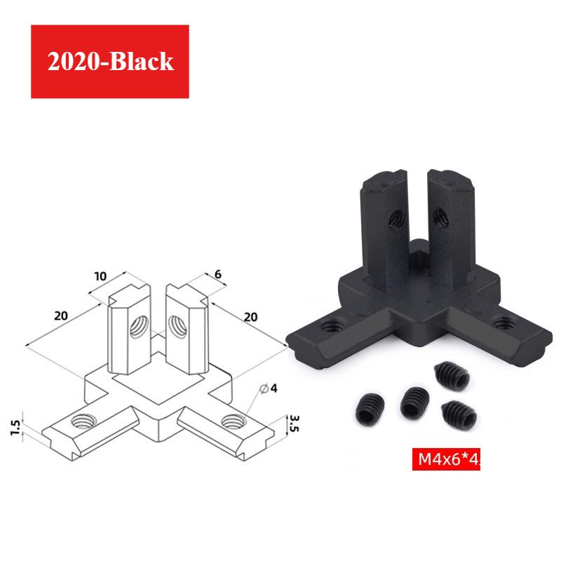 20/30/40 3-dimensional Right-angle Connector 3-Way End Corner Bracket Connector Cast Aluminum Universal Angle Slot Connector