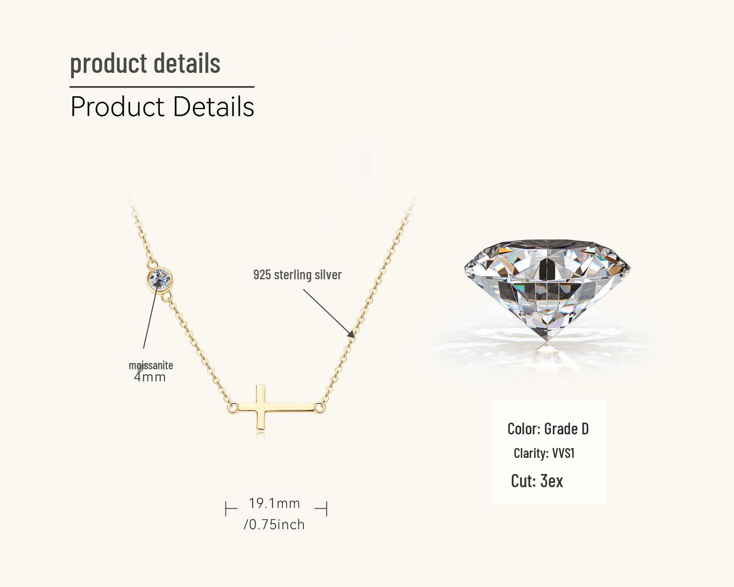 

Stylish Moissanite Necklace for Women with S925 Silver Clavicle Chain 0.3 Carat золотой