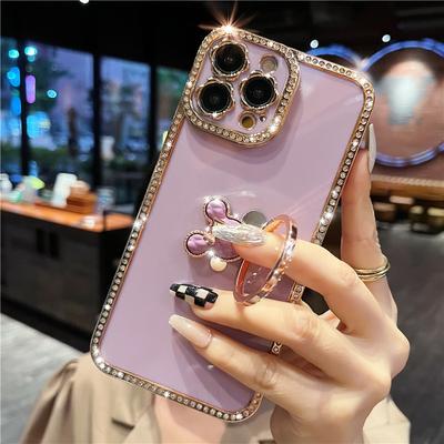 Bling 3D Kristall Halter Ständer Handyhülle für iPhone 14 13 12 11 Pro max/Samsung S22 S21 S23 Ultra A13 A23 A33 A53 A12 A22 A32 A52 A14 A54/TPU-Abdeckung