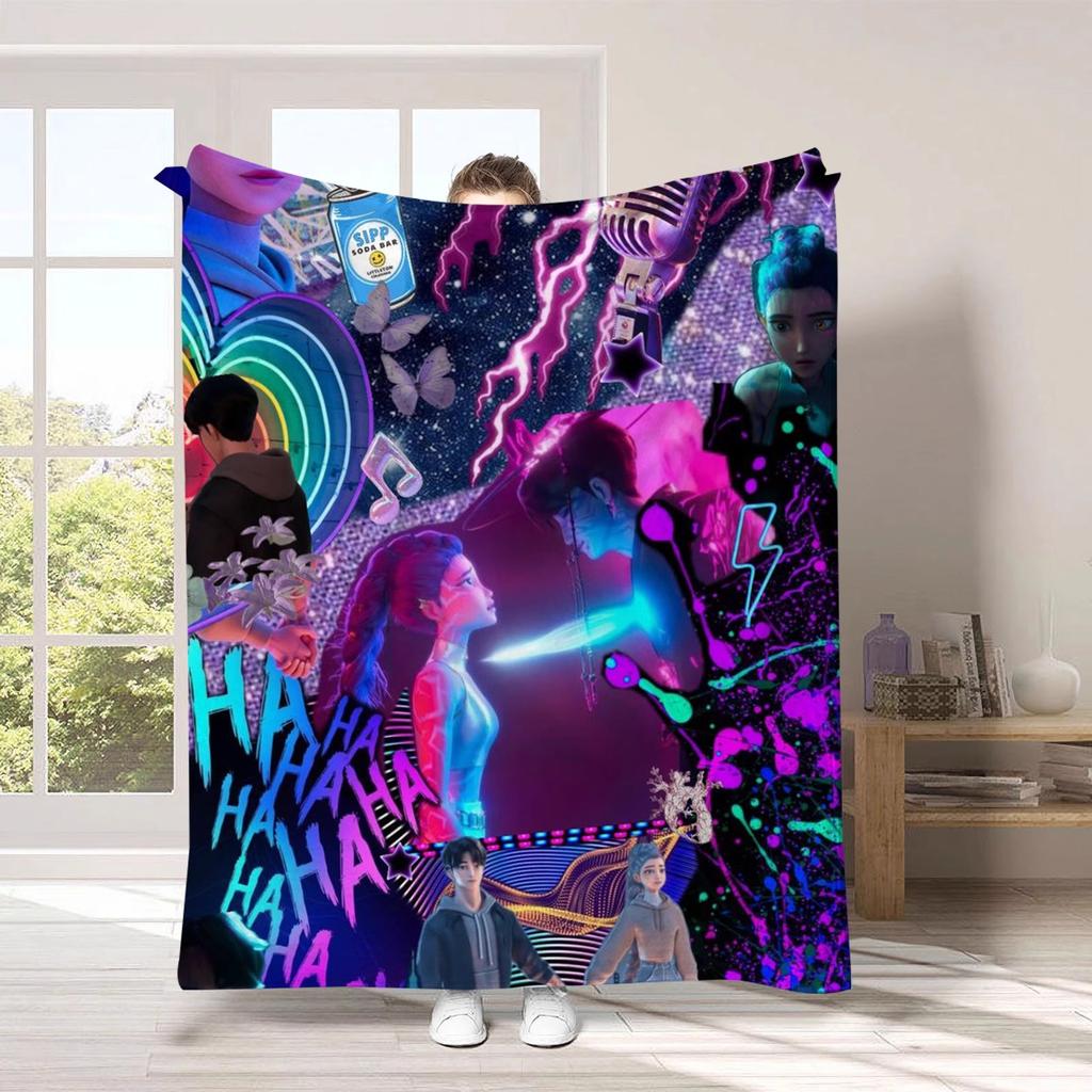 K-Pop D-emon H-unters Anime flannel blanket, suitable for home travel camping party gifts