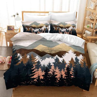Natur Fluss Bettwäsche-Set Sternenhimmel Bettbezug-Set Berg Fluss Wald Mond Gedrucktes Design Naturlandschaft Bettdeckenbezug