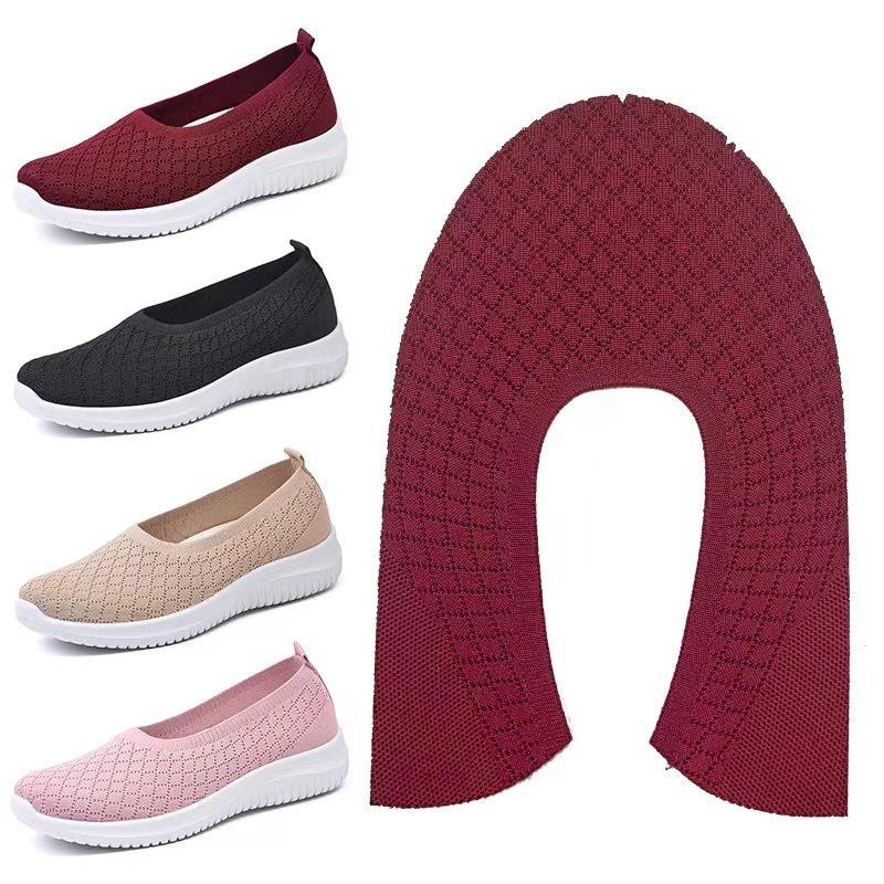3D Fly-woven Upper 2025 Direct Supply Shallow Mouth One Pedal Breathable Knitted Upper Work In Progress Middle-aged and Elderly Shoes Help Surface