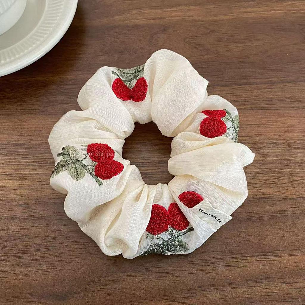 1pc weet Embroidered Cherry Four-Layer Lace large intestine hair ring Elegant Headband Scarf Hairpin, Bun Hairpin Flower Hairpin