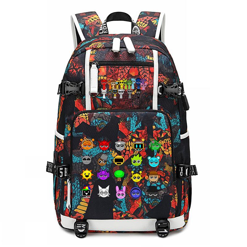 Student Schoolbag Creative Game Music Box Cartoon Weekly Printing Lace Lightweight Spine Backpack
