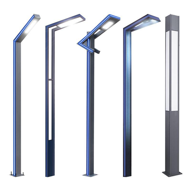 3m Aluminum Alloy 7-Shape LED Courtyard Light with Color-Changing Feature, Double Pole, Square Design