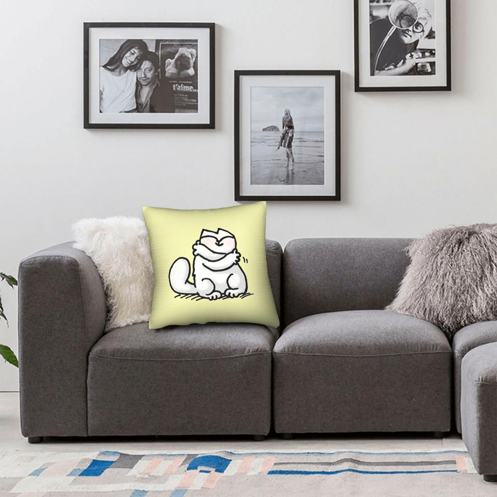 Simons Cat Pillowcase Polyester Cushion Cover Decoration Cute Cats Pillow Case Cover Home Square 45X45Cm