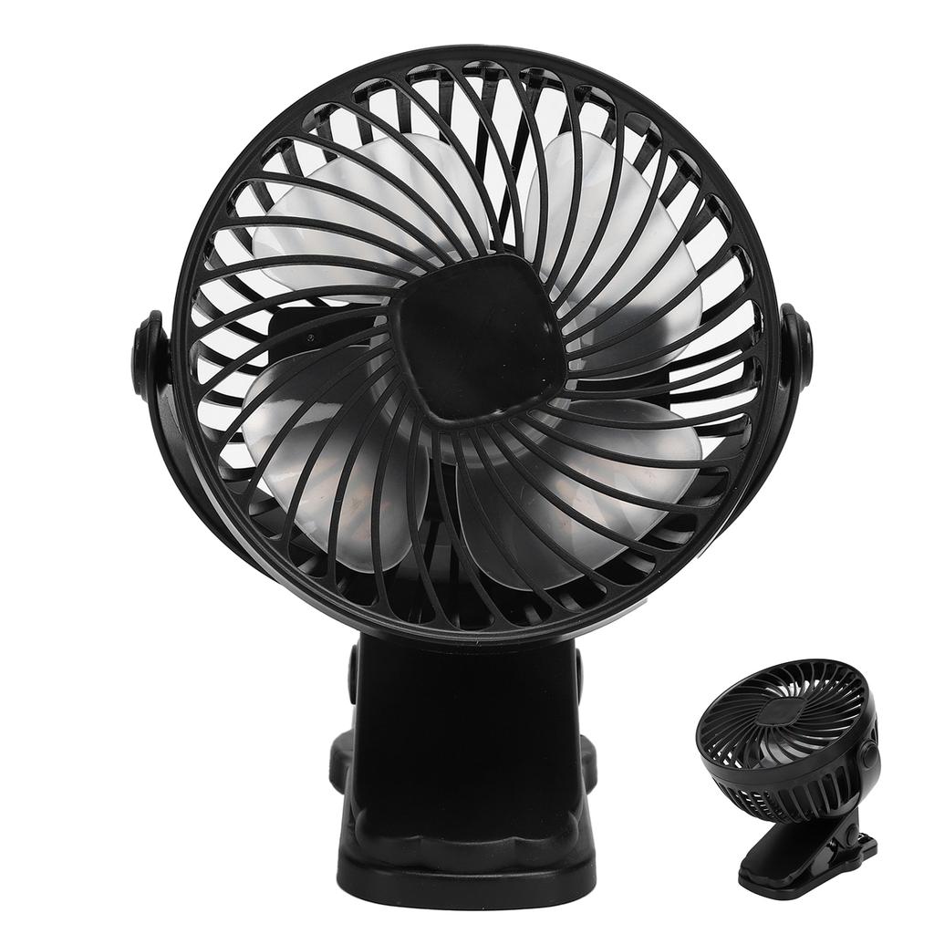 W‑06 Mini Wentylator USB Przenośny Biurkowy Akumulatorowy Niski Poziom Hałasu Ręczny Elektryczny Wentylator z Klipsem Czarny