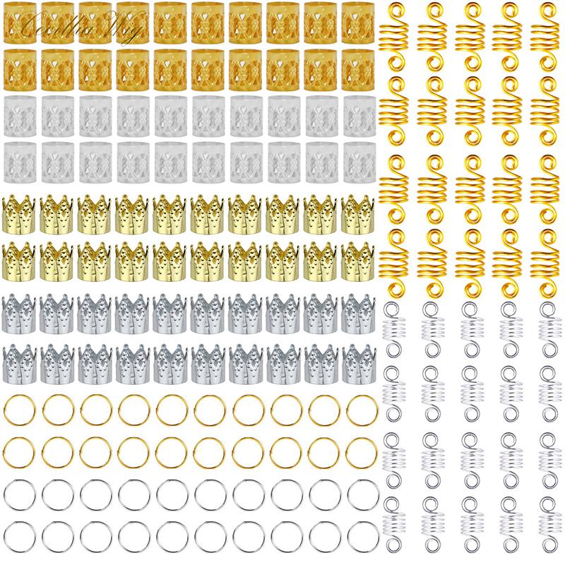 

Pdtoweb 160 шт., кольца для кос, катушки для волос, полые дреды, манжеты, бусины, зажимы, аксессуары, новый
