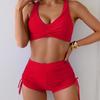 Women Solid Color Split Bikini, Sexy Two Piece Swimsuit Summer Beach Conservative Bathing Suit Swimwear