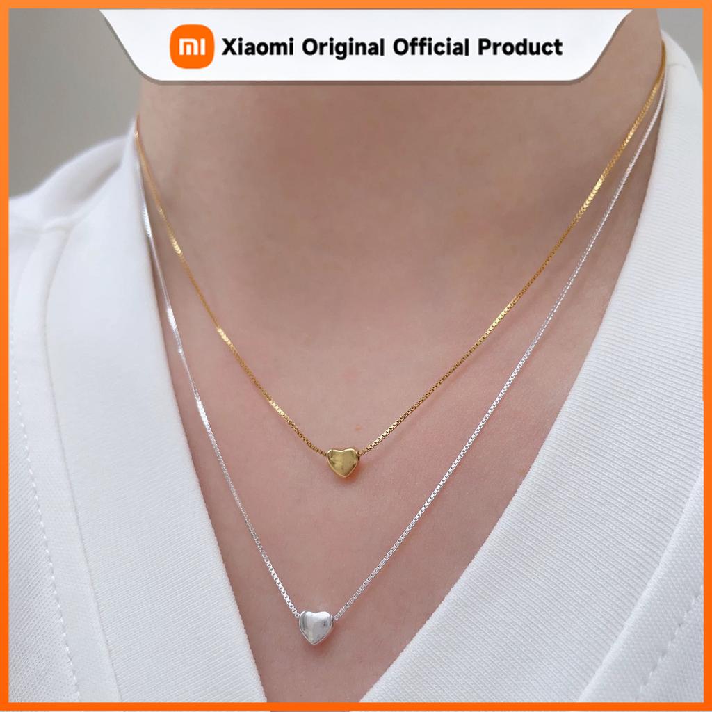 Xiaomi S925 Sterling Silver Necklace For Women Gold Heart Fashion Minimalist Pendant Necklace Cute Charm Necklace Birthday Gift