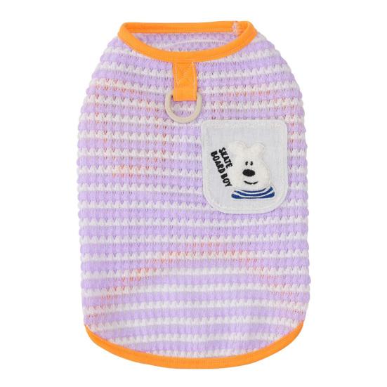 

Летние рубашки для собак с принтом, одежда для щенков, мягкая дышащая футболка-пуловер с D-образным кольцом для маленьких и средних собак, кошек S фиолетовый