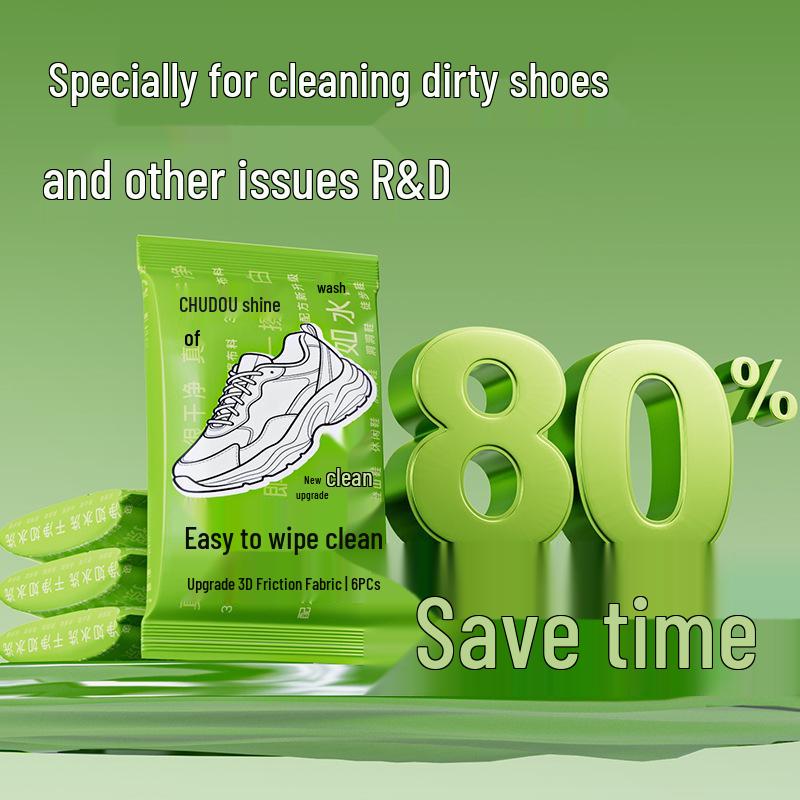Thickened No-Rinse Shoe Cleaning Wipes - Easy-to-Wipe Stain Removal Disposable Wet Wipes for Shoes, White