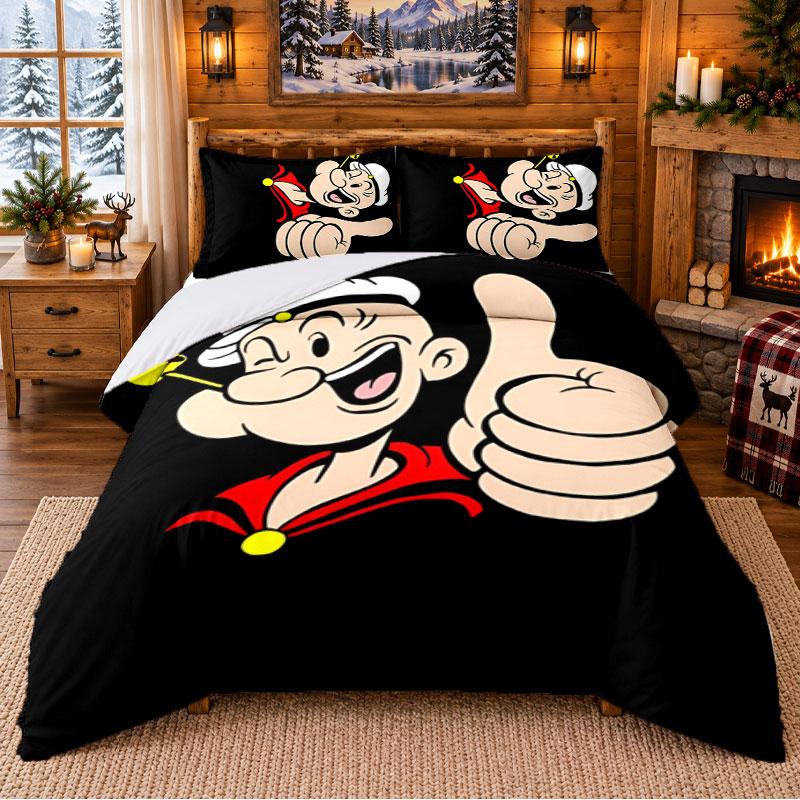 Popeye Pattern Bedding 3Pcs Set Bed Sheet And Pillowcases For Indoor Bedroom