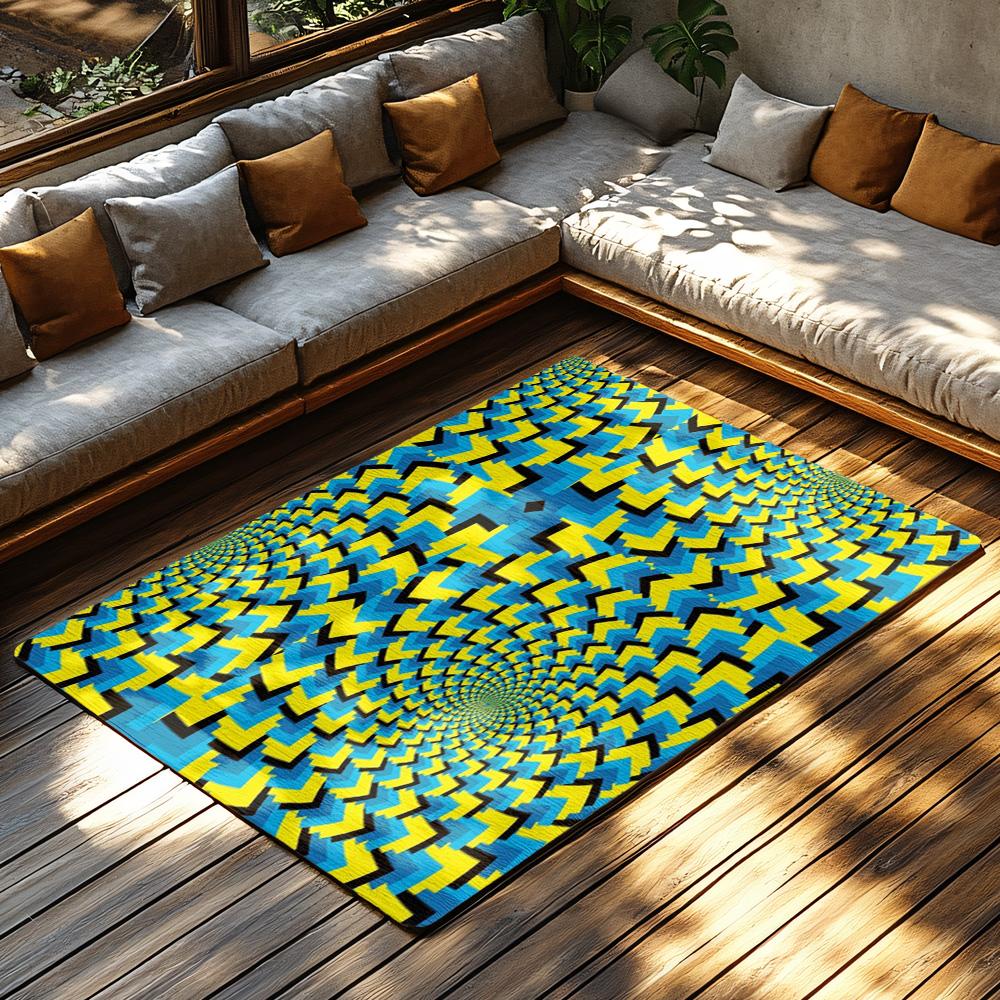 Tuniu Geometric Psychedelic Rainbow Swirl Area Rug Non-Slip Home Floor Carpet Mat